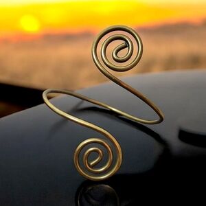 Brass Spiral Upper Arm Cuff/Band - Adjustable, Handmade In Portugal